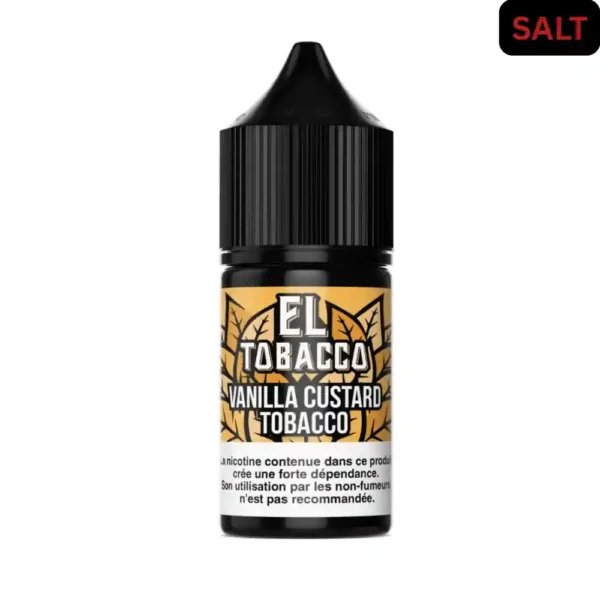 El Tobacco Salt – Vanilla Custard Tobacco E-liquide 30ml flacon de e-liquide aux sels de nicotine saveur custard vanille et tabac blond