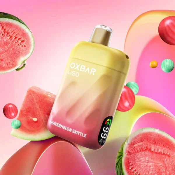 E-cigarette jetable Oxbar Liso 28K Puffs 5 % saveur Watermelon Skittlz – Vape sucrée et fruitée longue durée au Maroc