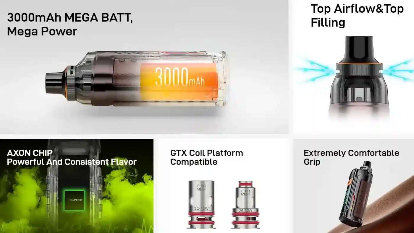 Vaporesso Armour G Pod Kit – Batterie 3000mAh, airflow supérieur et compatibilité GTX Coil