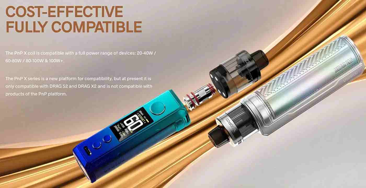 Compatibilité complète de la VooPoo PnP X Résistance de Rechange avec les kits Drag X2 et Drag S2