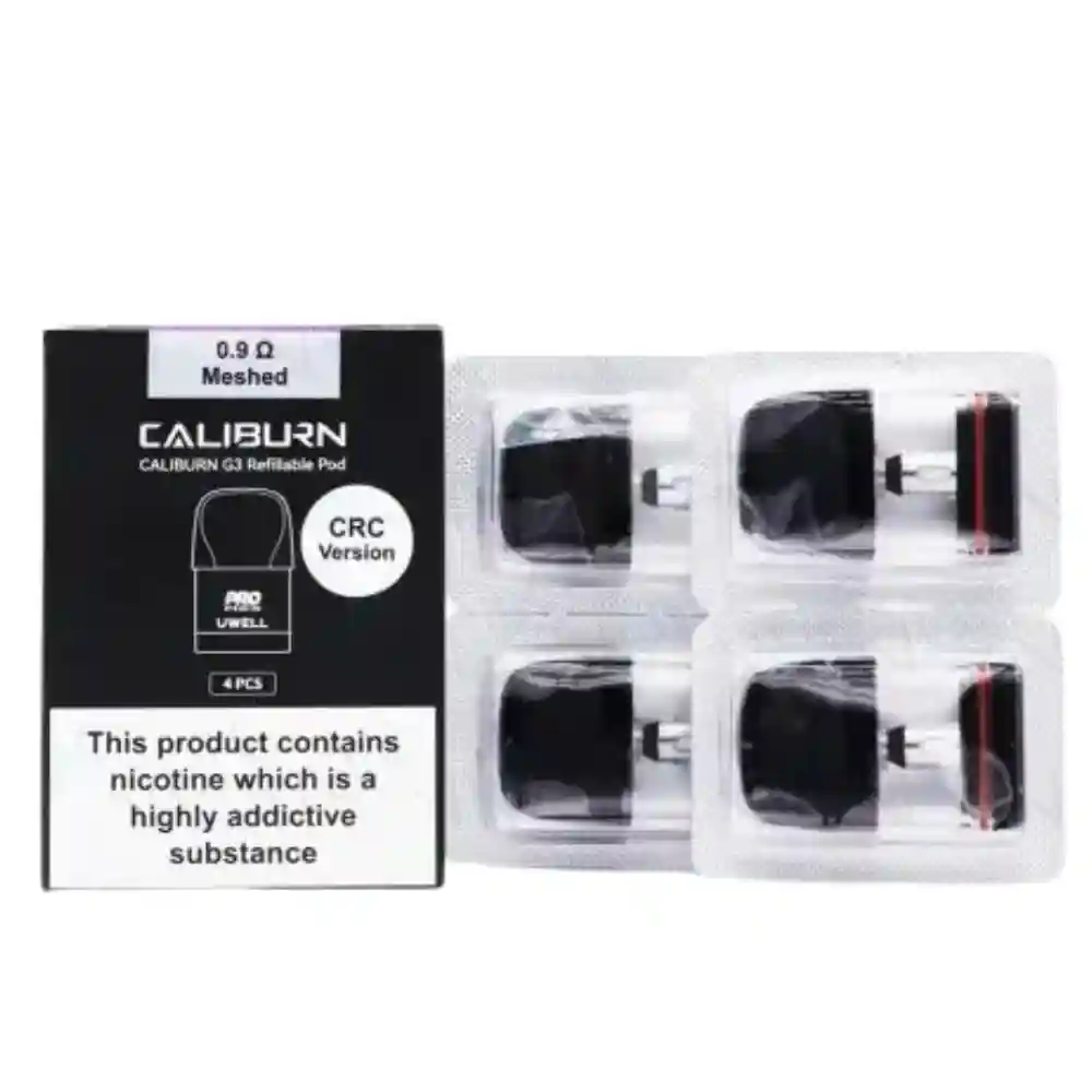 Cartouche Pod Uwell Caliburn G3 0.9 Ohm CRC avec boîte et pods meshed