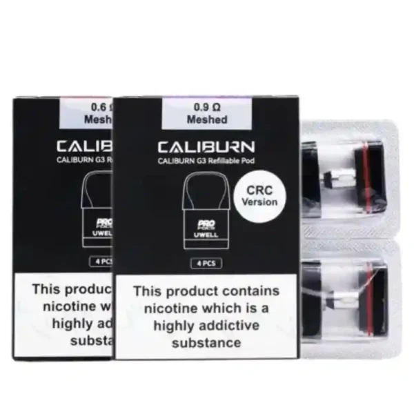 Boîtes de Cartouches Pod Uwell Caliburn G3 CRC avec pods de remplacement meshed