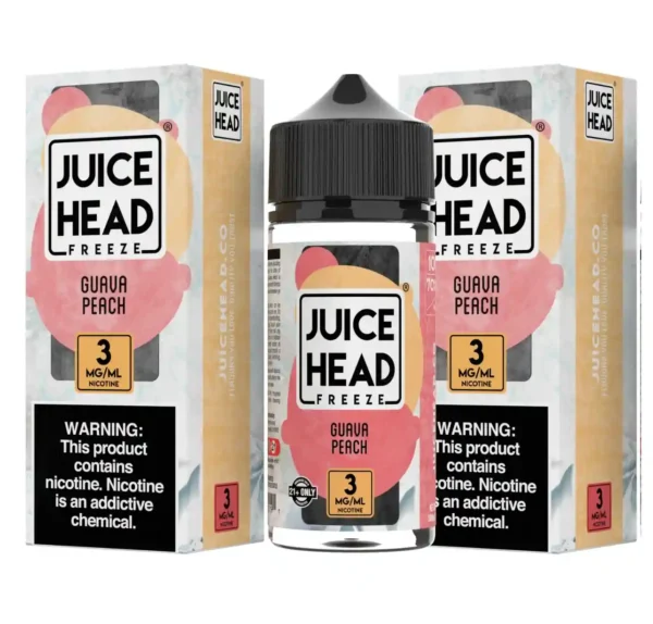 Juice Head Freeze - Guava Peach 100ML E-Liquide avec boîte et bouteille 3mg chez Agadir Vapes Maroc