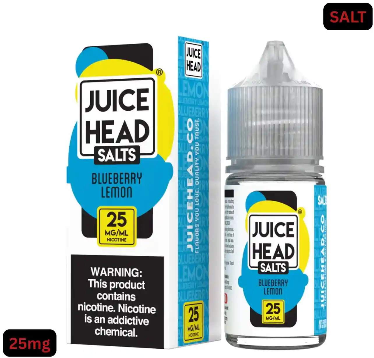 Juice Head SALTS – Blueberry Lemon 30ML 25 mg e-liquide sel de nicotine flacon et boîte