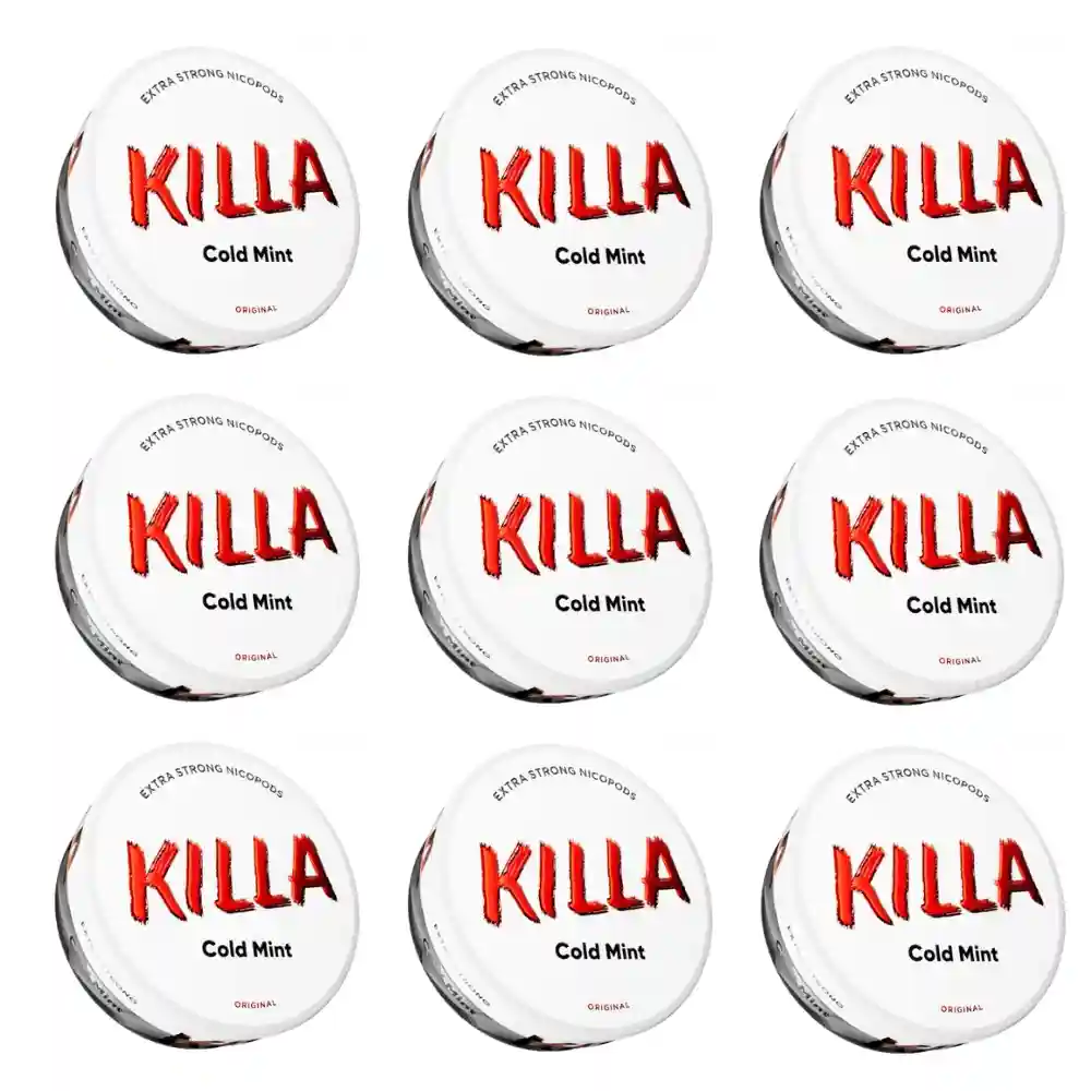 KILLA Cold Mint 16mg Nicotine Pouche pack de 10 boîtes présenté en grille