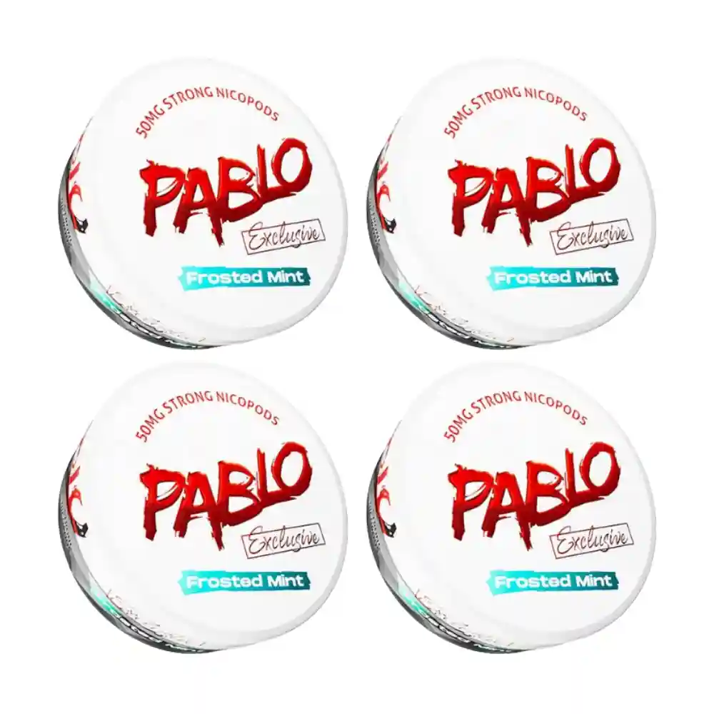 PABLO Exclusive Frosted Mint 50mg Nicotine Pouches – pack de 4 boîtes saveur menthe glacée