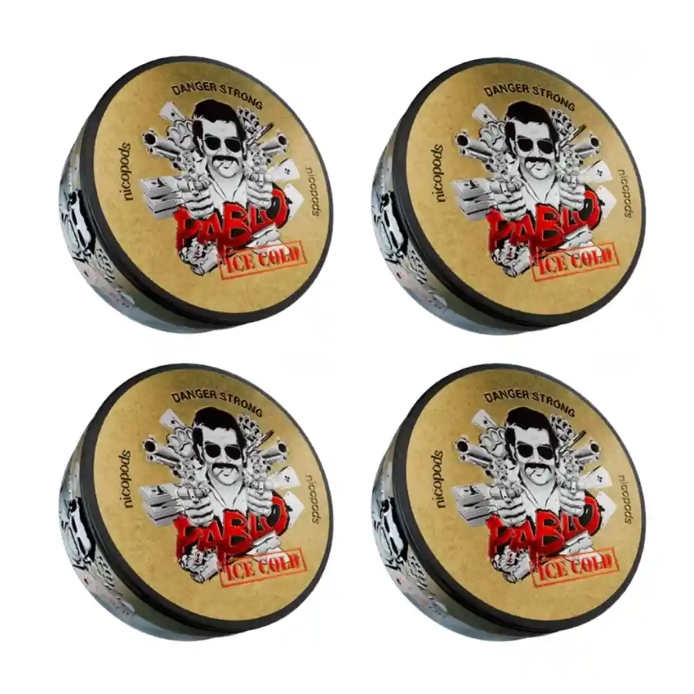 Lot de 4 boîtes PABLO Ice Cold 30mg Nicotine Pouche présenté en pack