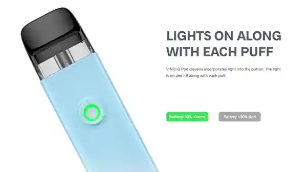 VooPoo Vinci Q Pod System Kit – Indicateur lumineux intégré au bouton