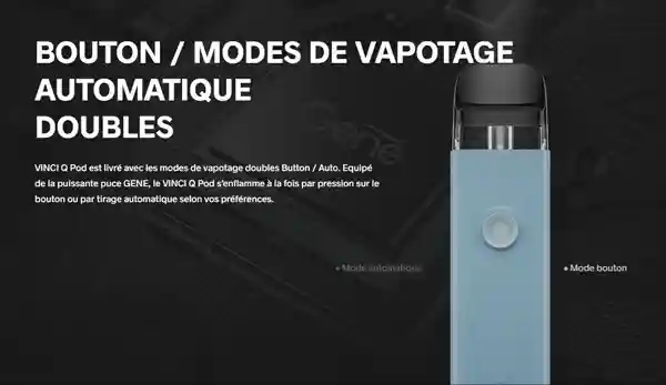 VooPoo Vinci Q Pod System Kit – Double mode de vapotage automatique et manuel