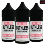 Ruthless Podsaltz WTRMLN Lime Rush E-liquide 30ml présentation des flacons de 30ml en sels de nicotine