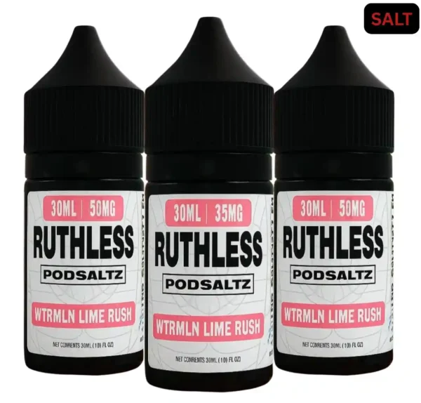 Ruthless Podsaltz WTRMLN Lime Rush E-liquide 30ml présentation des flacons de 30ml en sels de nicotine