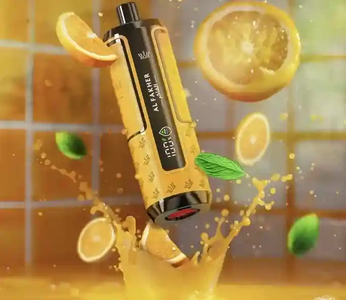 Al Fakher Crown Bar Hypermax 25K Puff Vape Jetable saveur citron avec éclaboussures de jus et feuilles de menthe pour une vape fraîche et fruitée